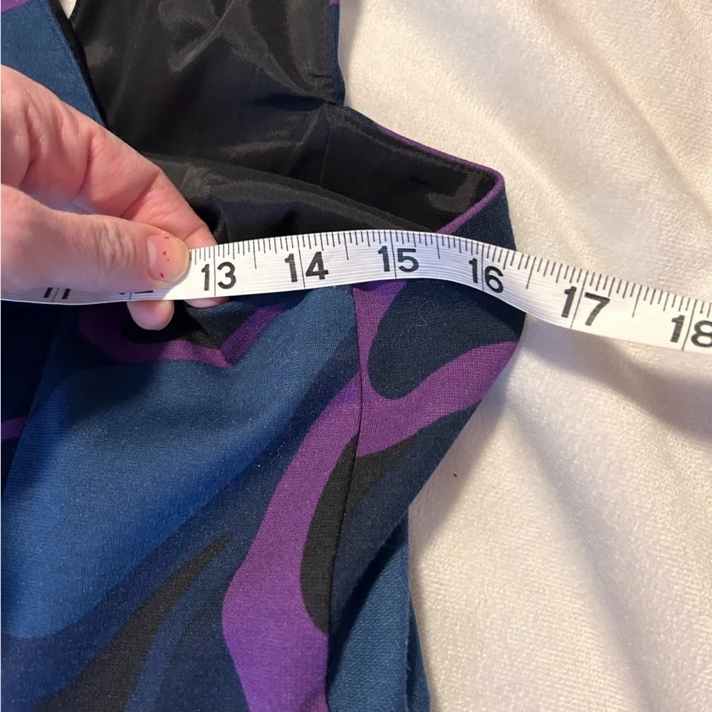 NWT TRINA TURK Marcia Sleeveless Dress Sz 8 ALine VNeck Black Purple Blue Easter - Picture 11 of 12